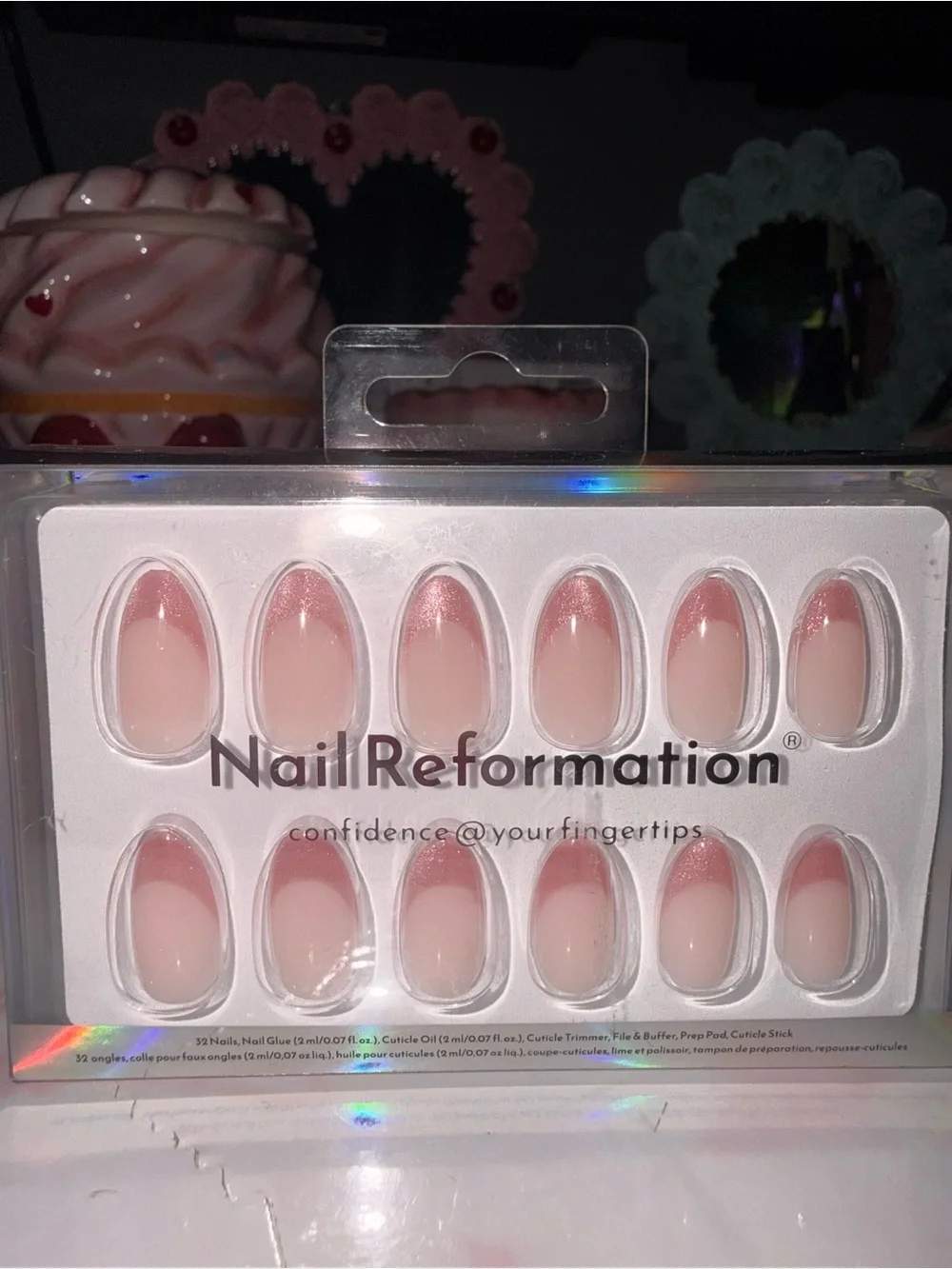 Nail Reformation Rose Gold Reflective French Tip Press-On Nails